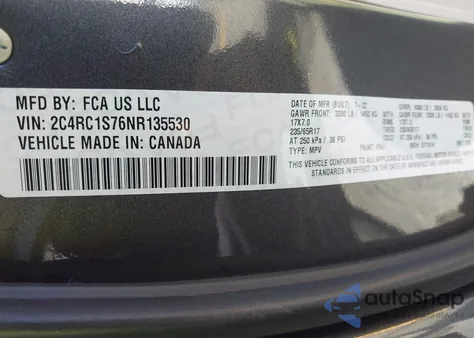 2022 Chrysler Pacifica Hybrid Limited z USA, uszkodzony, nr VIN 2C4RC1S76NR135530